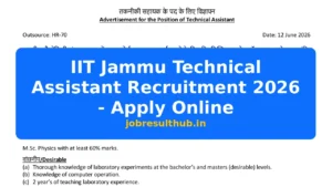 IIT Jammu Technical Assistant Recruitment 2026 - Apply Online - 2026 Posts