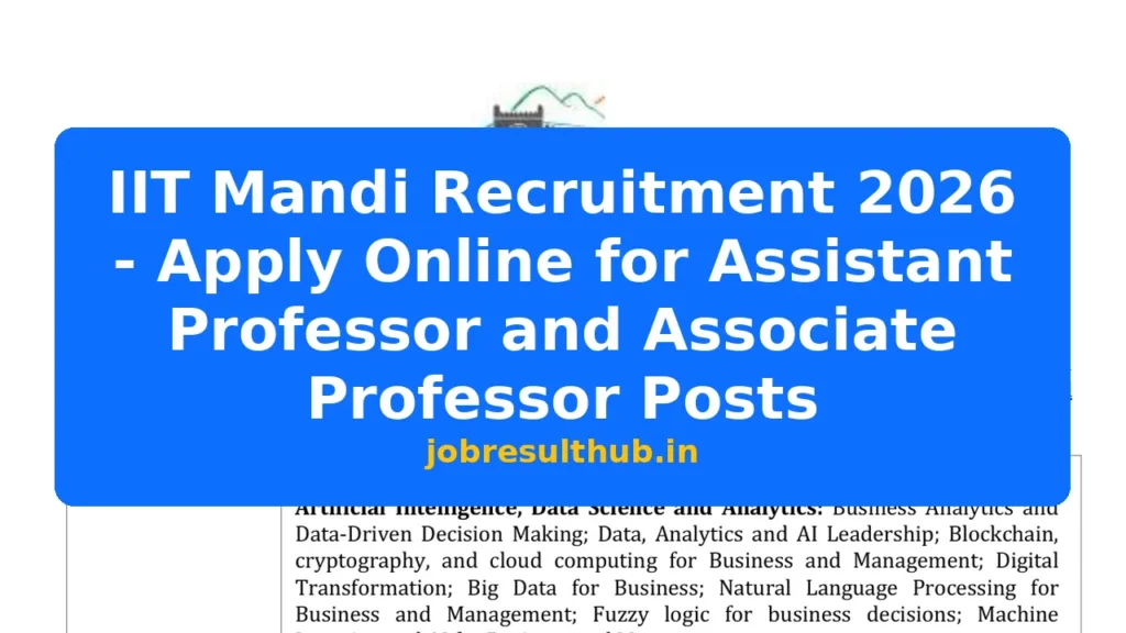 IIT Mandi Recruitment 2026 - Apply Online for Assistant Professor and Associate Professor Posts - 2026 Posts