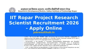 IIT Ropar Project Research Scientist Recruitment 2026 - Apply Online - 2026 Posts