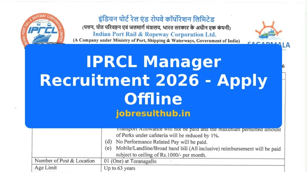 IPRCL Manager Recruitment 2026 - Apply Offline - 2026 Posts