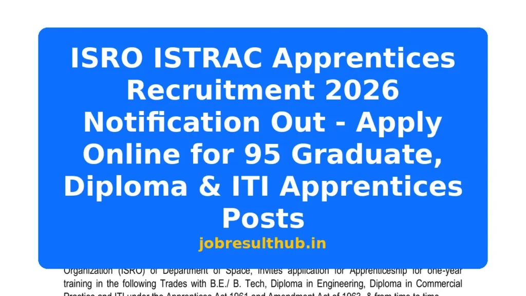 ISRO ISTRAC Apprentices Recruitment 2026 Notification Out - Apply Online for 95 Graduate, Diploma & ITI Apprentices Posts - 4500 Posts