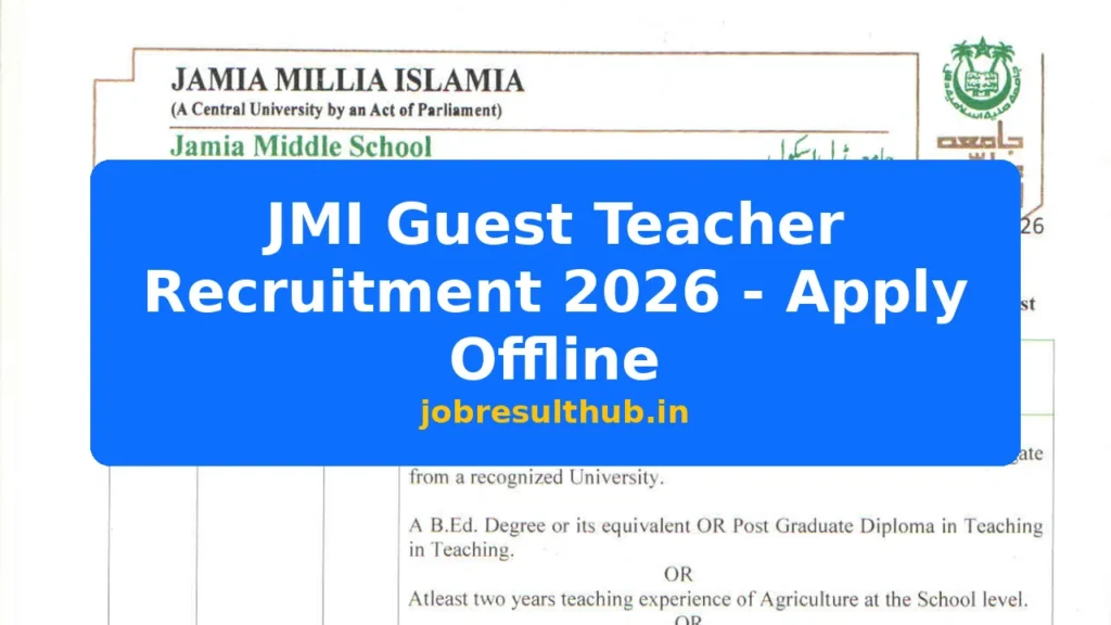 JMI Guest Teacher Recruitment 2026 - Apply Offline - 2026 Posts