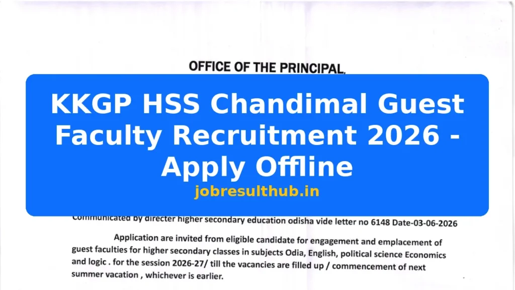 KKGP HSS Chandimal Guest Faculty Recruitment 2026 - Apply Offline - 2026 Posts