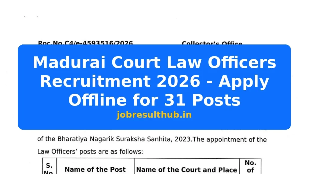 Madurai Court Law Officers Recruitment 2026 - Apply Offline for 31 Posts - 2026 Posts