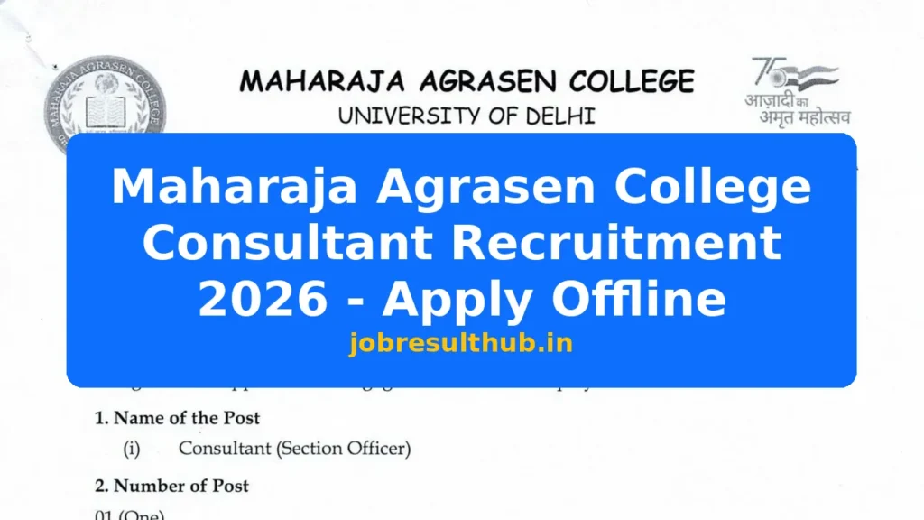 Maharaja Agrasen College Consultant Recruitment 2026 - Apply Offline - 2026 Posts