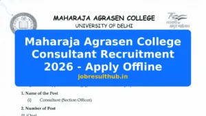 Maharaja Agrasen College Consultant Recruitment 2026 - Apply Offline - 2026 Posts