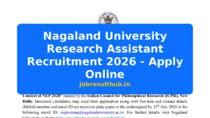 Nagaland University Research Assistant Recruitment 2026 - Apply Online - 2026 Posts