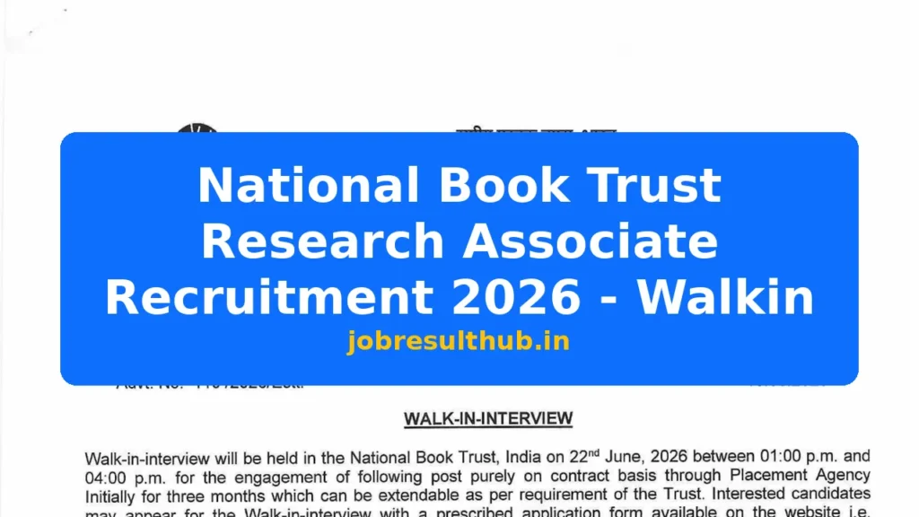 National Book Trust Research Associate Recruitment 2026 - Walkin - 2026 Posts