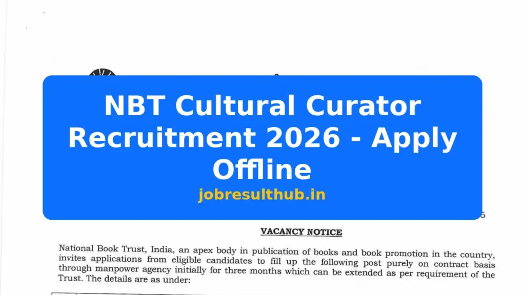 NBT Cultural Curator Recruitment 2026 - Apply Offline - 2026 Posts