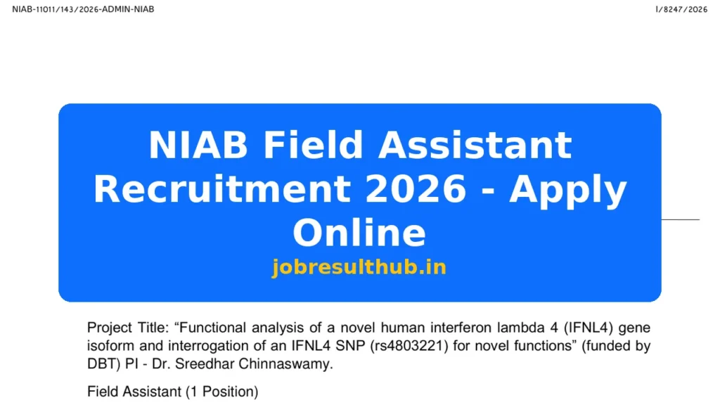 NIAB Field Assistant Recruitment 2026 - Apply Online - 2026 Posts