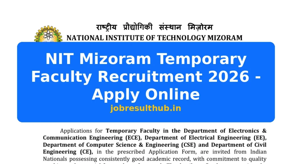 NIT Mizoram Temporary Faculty Recruitment 2026 - Apply Online - 2026 Posts