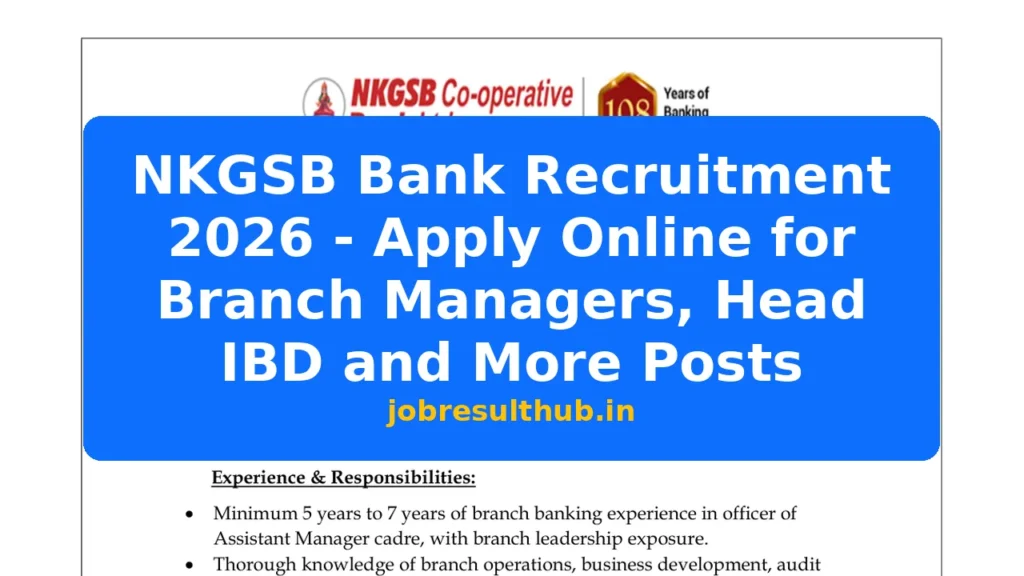 NKGSB Bank Recruitment 2026 - Apply Online for Branch Managers, Head IBD and More Posts - 2026 Posts