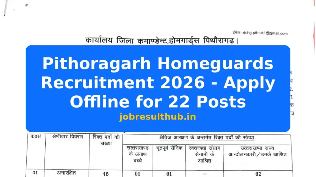Pithoragarh Homeguards Recruitment 2026 - Apply Offline for 22 Posts - 2026 Posts