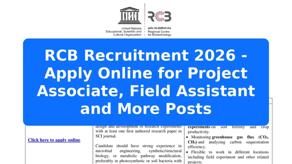 RCB Recruitment 2026 - Apply Online for Project Associate, Field Assistant and More Posts Featured Image