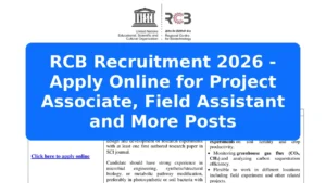 RCB Recruitment 2026 - Apply Online for Project Associate, Field Assistant and More Posts Featured Image