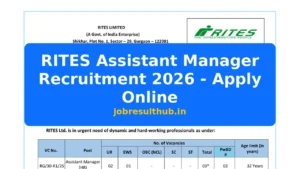 RITES Assistant Manager Recruitment 2026 - Apply Online - 3 Posts