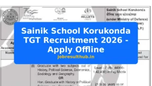 Sainik School Korukonda TGT Recruitment 2026 - Apply Offline - 2026 Posts
