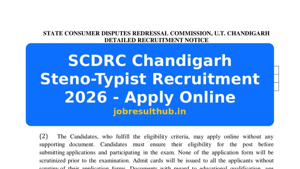 SCDRC Chandigarh Steno-Typist Recruitment 2026 - Apply Online - 2026 Posts