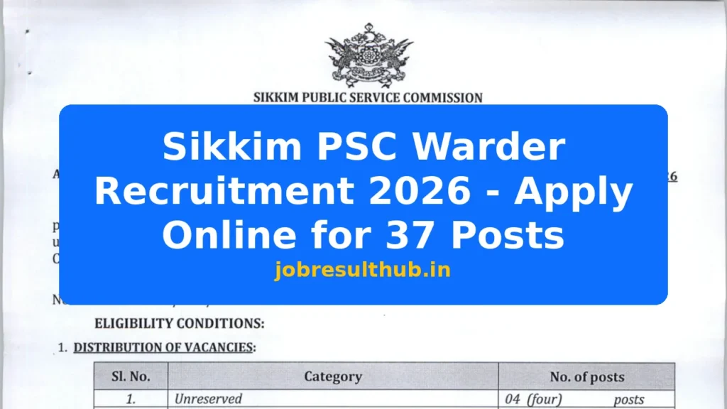 Sikkim PSC Warder Recruitment 2026 - Apply Online for 37 Posts - 37 Posts