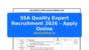 SSA Quality Expert Recruitment 2026 - Apply Online - 2026 Posts