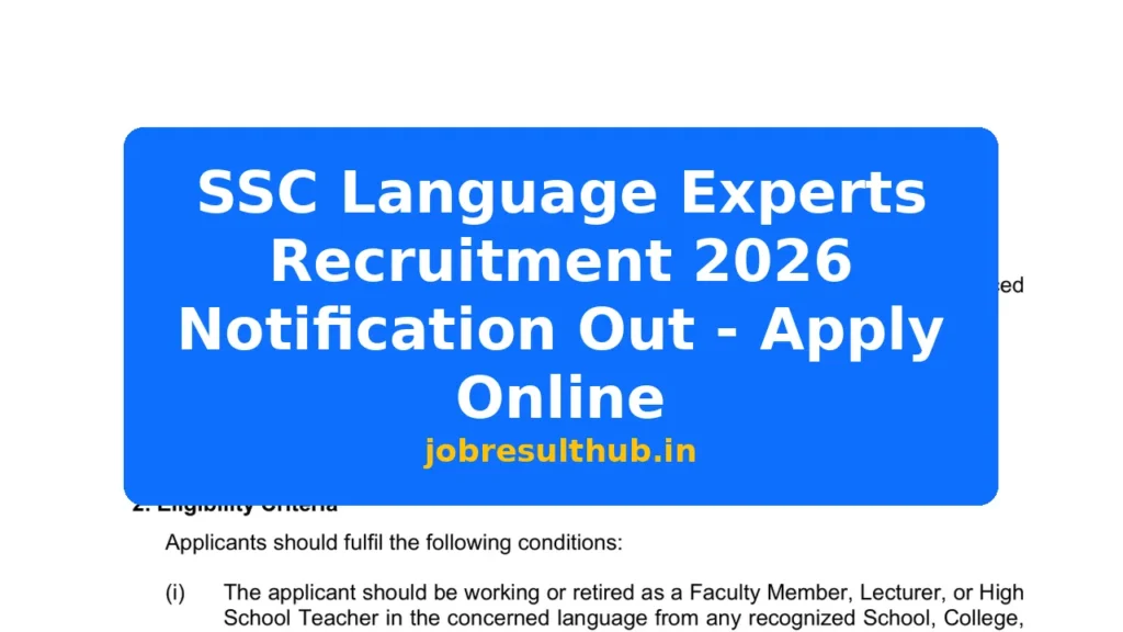 SSC Language Experts Recruitment 2026 Notification Out - Apply Online - 256 Posts
