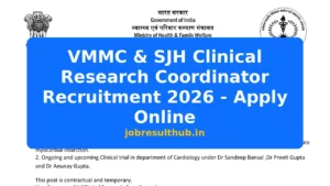 VMMC & SJH Clinical Research Coordinator Recruitment 2026 - Apply Online - 2026 Posts