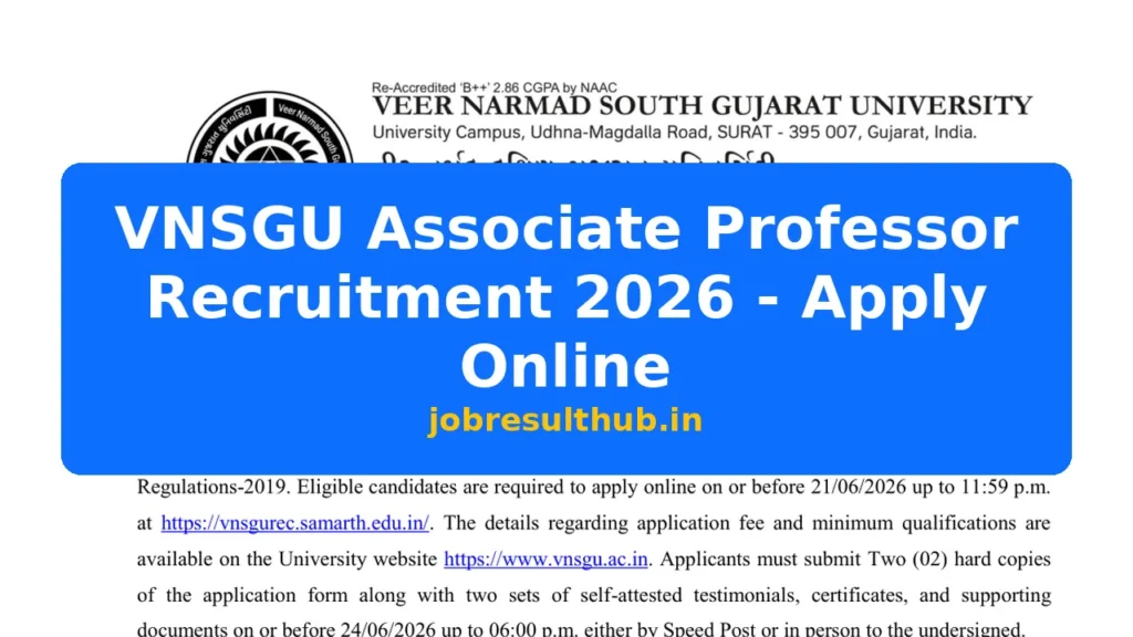 VNSGU Associate Professor Recruitment 2026 - Apply Online - 2026 Posts
