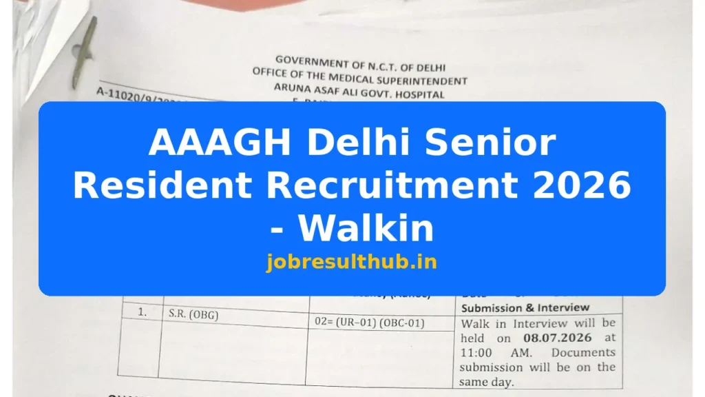 AAAGH Delhi Senior Resident Recruitment 2026 - Walkin - 2026 Posts