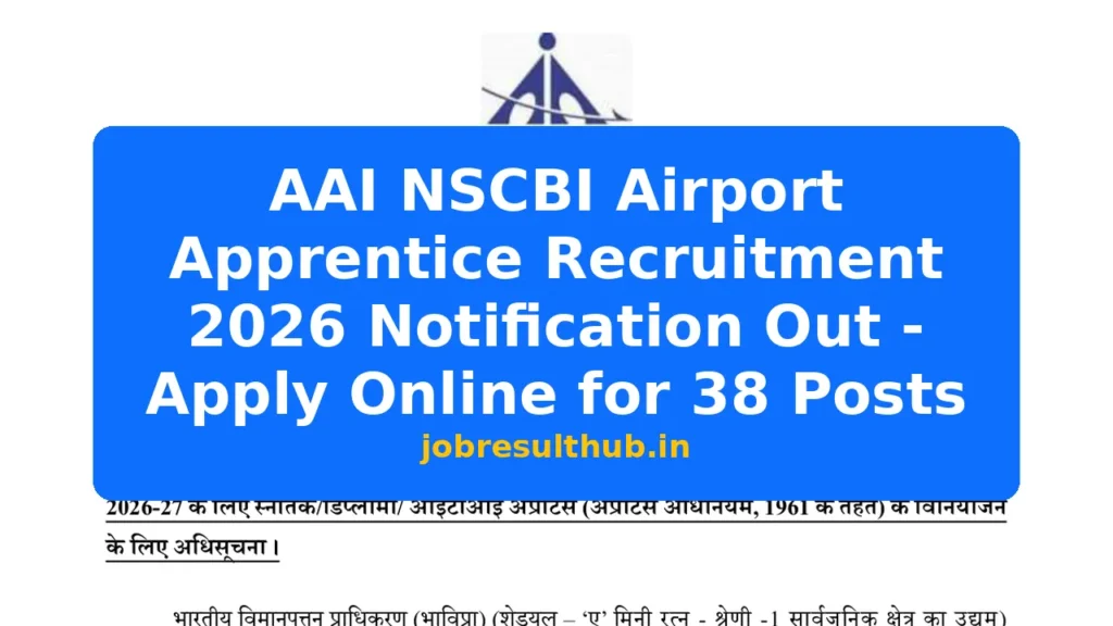 AAI NSCBI Airport Apprentice Recruitment 2026 Notification Out - Apply Online for 38 Posts - 2026 Posts
