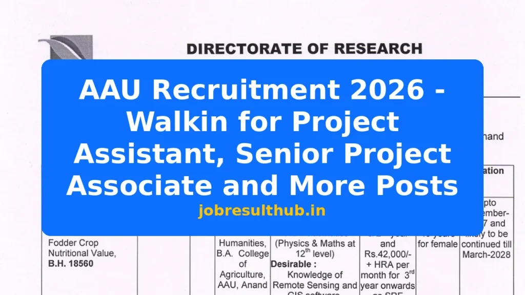 AAU Recruitment 2026 - Walkin for Project Assistant, Senior Project Associate and More Posts - 7 Posts