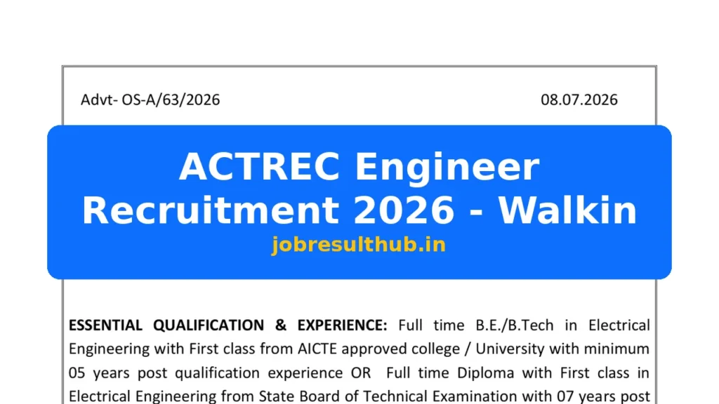 ACTREC Engineer Recruitment 2026 - Walkin - 2026 Posts