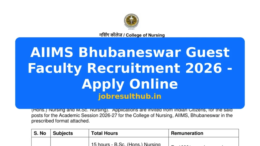 AIIMS Bhubaneswar Guest Faculty Recruitment 2026 - Apply Online - 2026 Posts