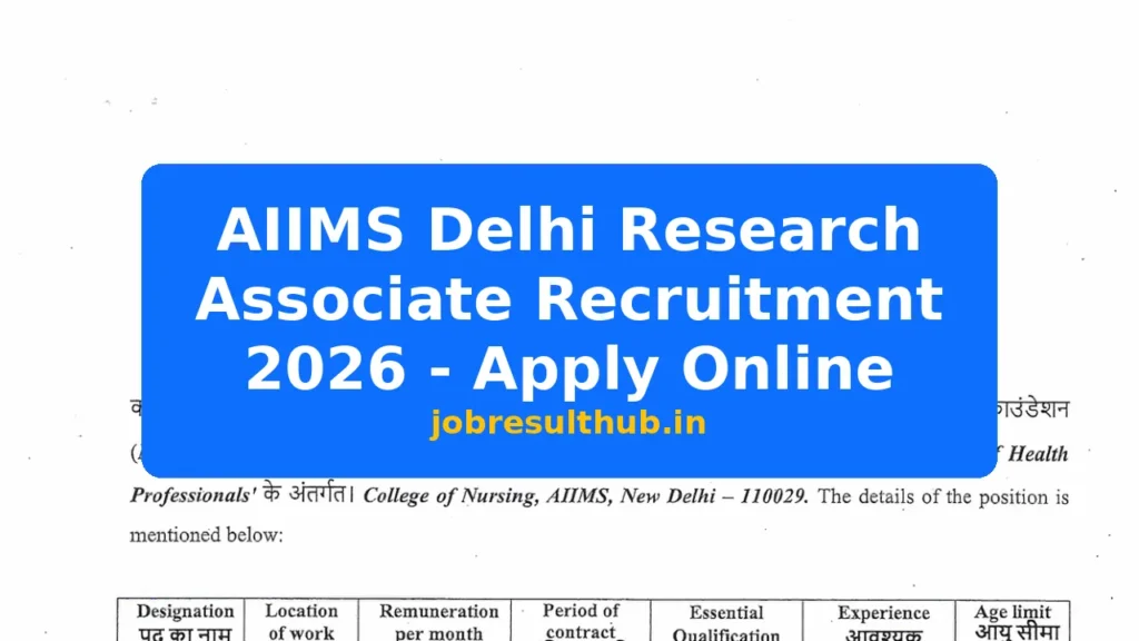 AIIMS Delhi Research Associate Recruitment 2026 - Apply Online - 2026 Posts