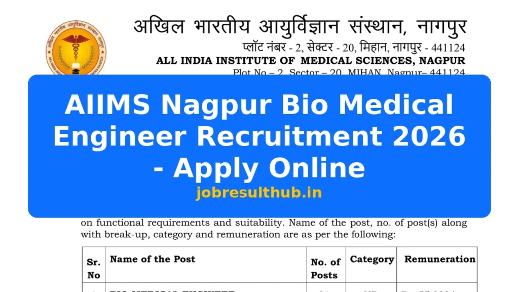AIIMS Nagpur Bio Medical Engineer Recruitment 2026 - Apply Online - 2026 Posts