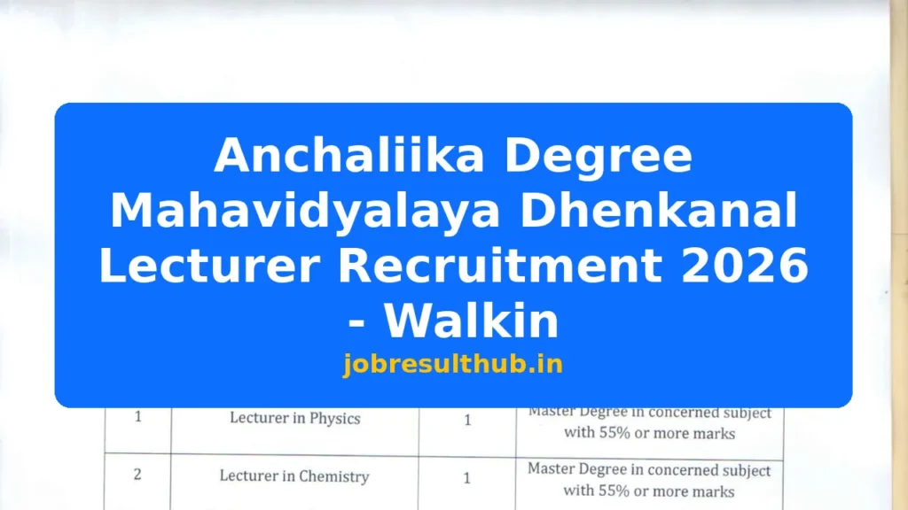 Anchaliika Degree Mahavidyalaya Dhenkanal Lecturer Recruitment 2026 - Walkin - 2026 Posts