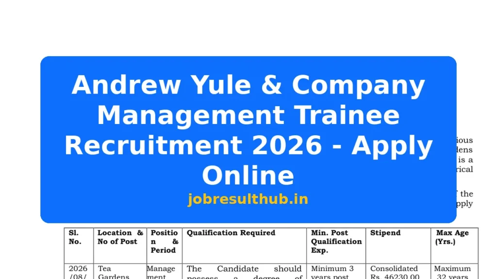 Andrew Yule & Company Management Trainee Recruitment 2026 - Apply Online - 2026 Posts