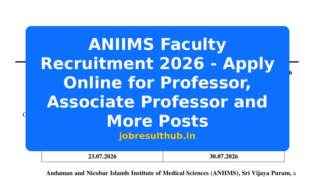 ANIIMS Faculty Recruitment 2026 - Apply Online for Professor, Associate Professor and More Posts - 2026 Posts