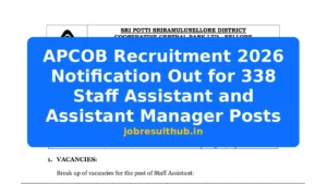 APCOB Recruitment 2026 Notification Out for 338 Staff Assistant and Assistant Manager Posts - 2026 Posts
