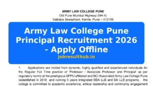 Army Law College Pune Principal Recruitment 2026 - Apply Offline - 2026 Posts
