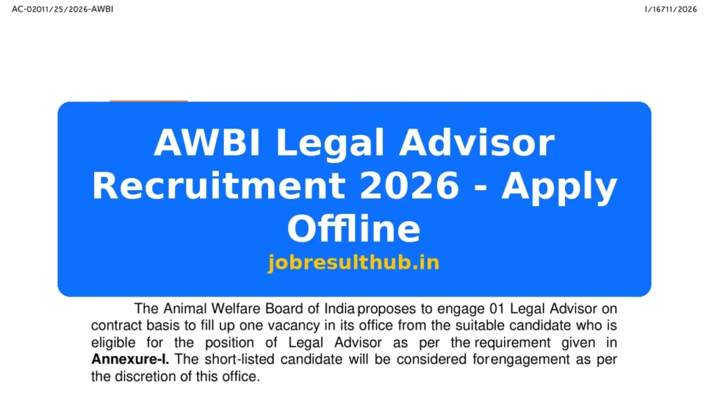 AWBI Legal Advisor Recruitment 2026 - Apply Offline - 2026 Posts