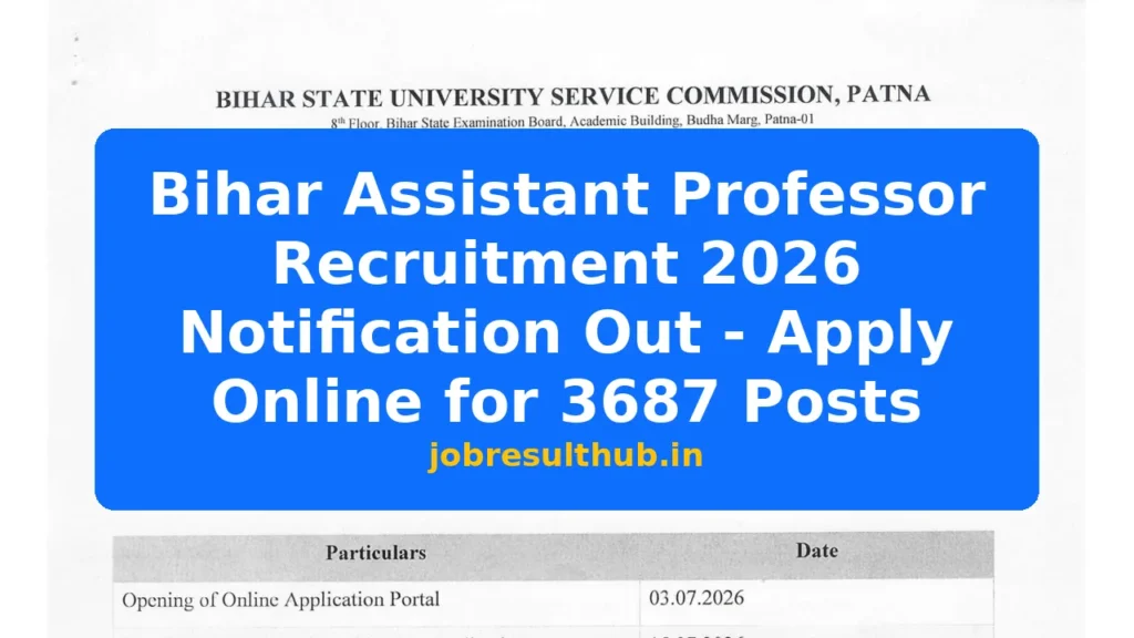 Bihar Assistant Professor Recruitment 2026 Notification Out - Apply Online for 3687 Posts - 3687 Posts