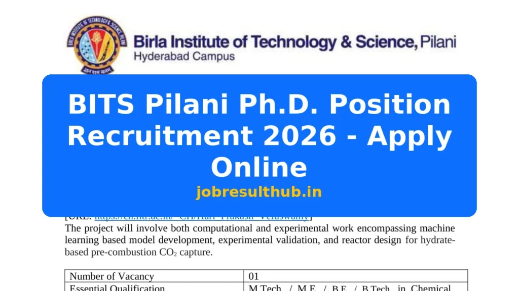 BITS Pilani Ph.D. Position Recruitment 2026 - Apply Online - 2026 Posts