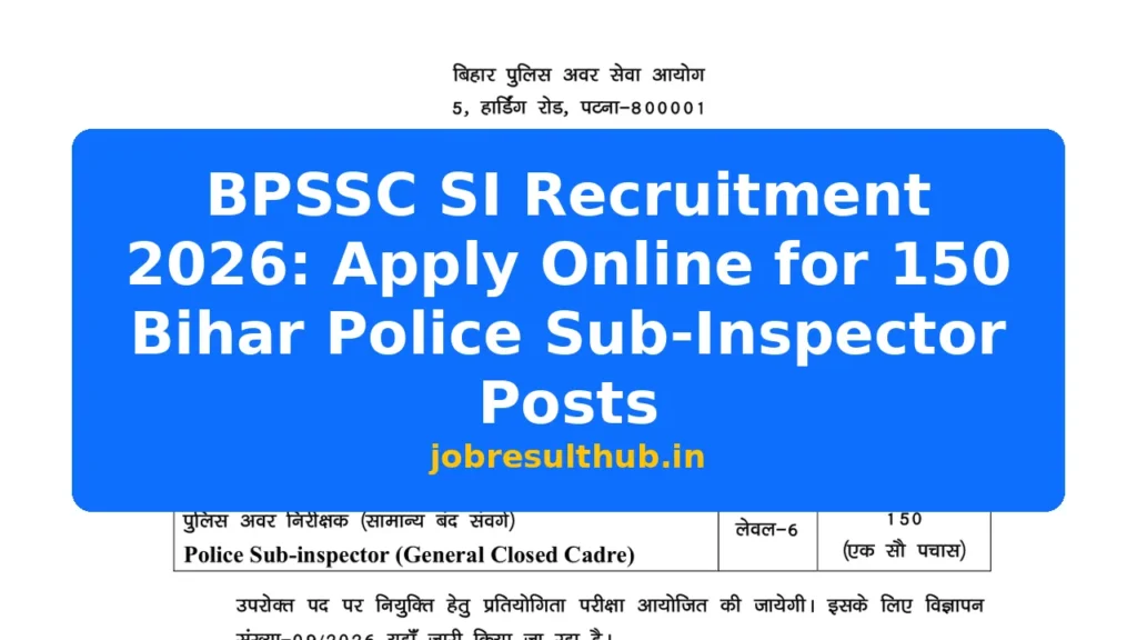 BPSSC SI Recruitment 2026: Apply Online for 150 Bihar Police Sub-Inspector Posts - 150 Posts