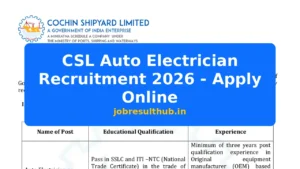 CSL Auto Electrician Recruitment 2026 - Apply Online - 2026 Posts