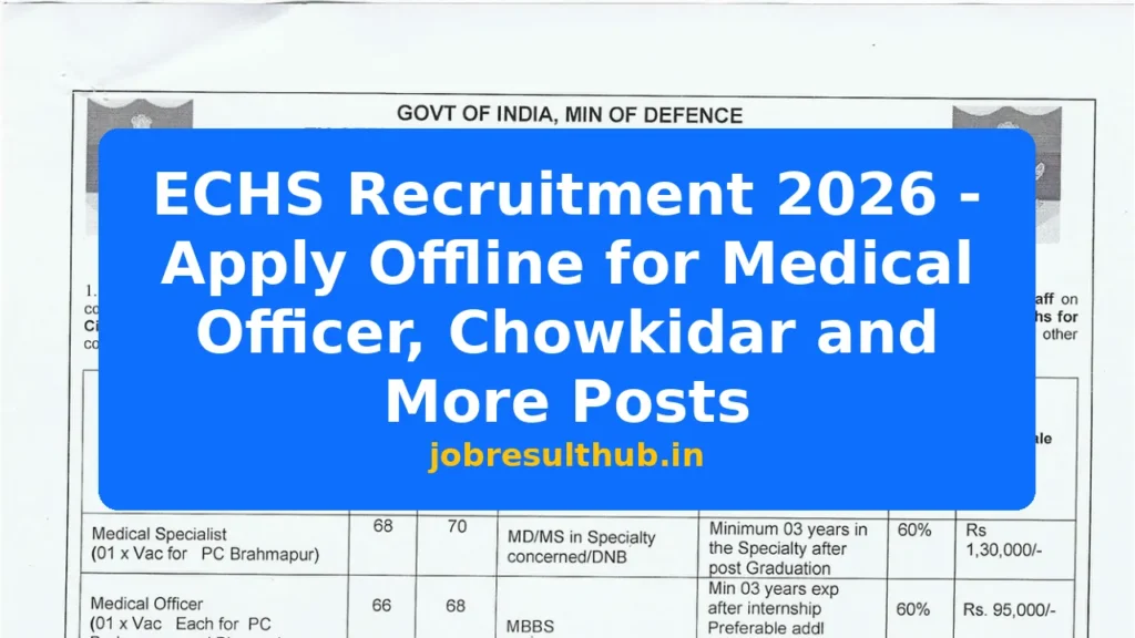 ECHS Recruitment 2026 - Apply Offline for Medical Officer, Chowkidar and More Posts - 2026 Posts