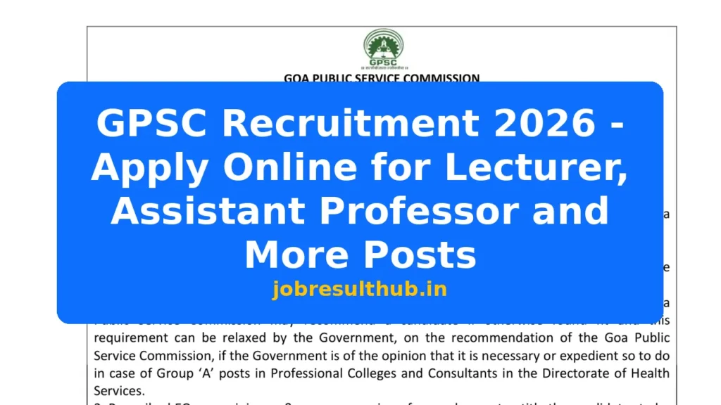 GPSC Recruitment 2026 - Apply Online for Lecturer, Assistant Professor and More Posts - 2026 Posts