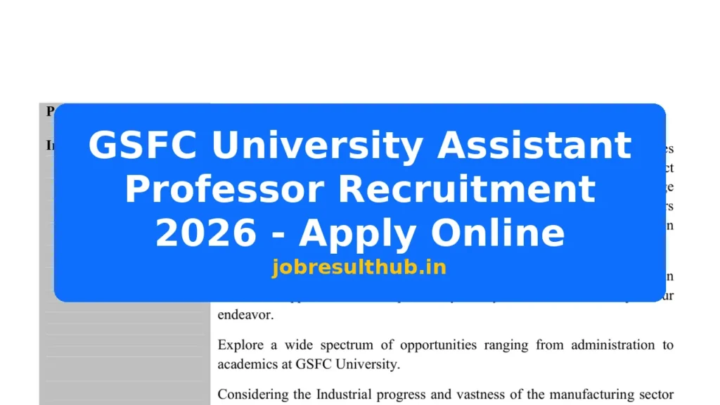 GSFC University Assistant Professor Recruitment 2026 - Apply Online - 2026 Posts