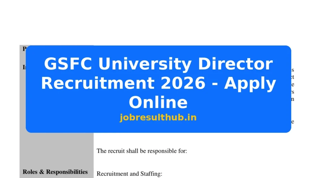GSFC University Director Recruitment 2026 - Apply Online - 437 Posts