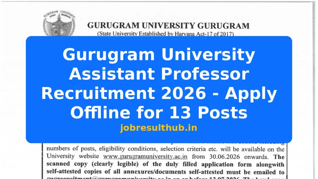 Gurugram University Assistant Professor Recruitment 2026 - Apply Offline for 13 Posts - 2026 Posts