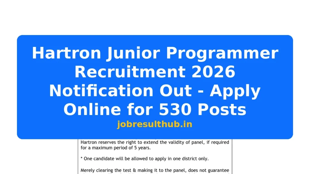 Hartron Junior Programmer Recruitment 2026 Notification Out - Apply Online for 530 Posts - 2026 Posts